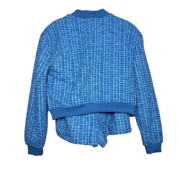 Madden NYC Blue Long Sleeve Tweed Bomber Jacket Tank Top Skort 3 Piece Set - Picture 4 of 15